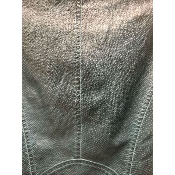 Blanc Noir Black Dark Teal snakeskin Leather Moto Jacket size S NWT Biker - Picture 4 of 5